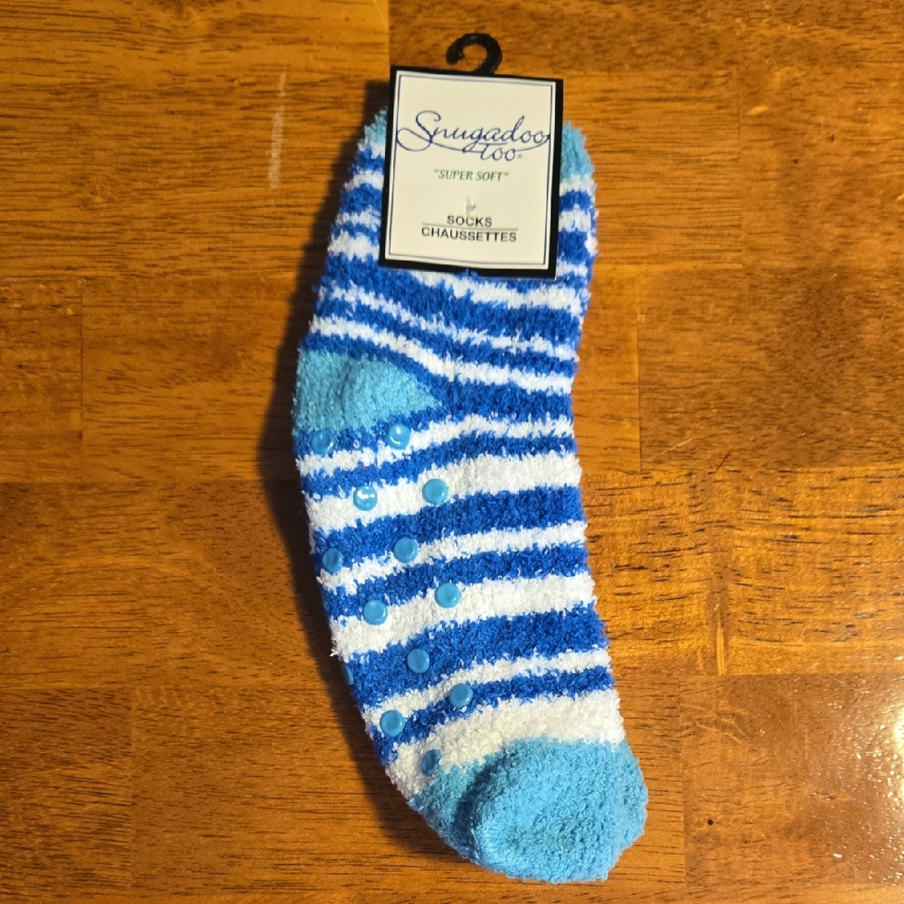 NWT 'Snugadoo Too' Juniors Women's Bluish Green White Striped Socks Sz Adult